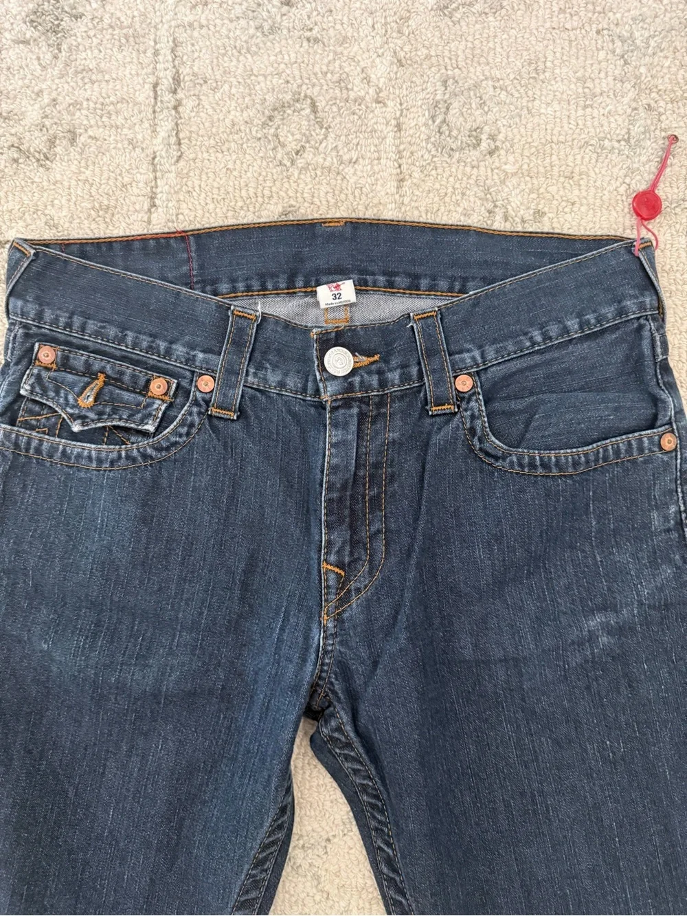 True Religion Mens Straight Dark Wash Jeans